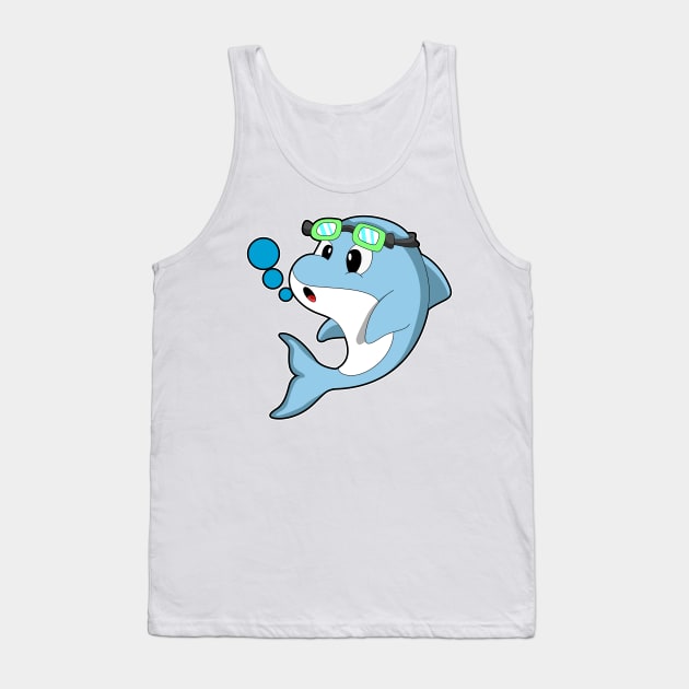 Dolphin at Swimming with Swimming goggles Tank Top by Markus Schnabel